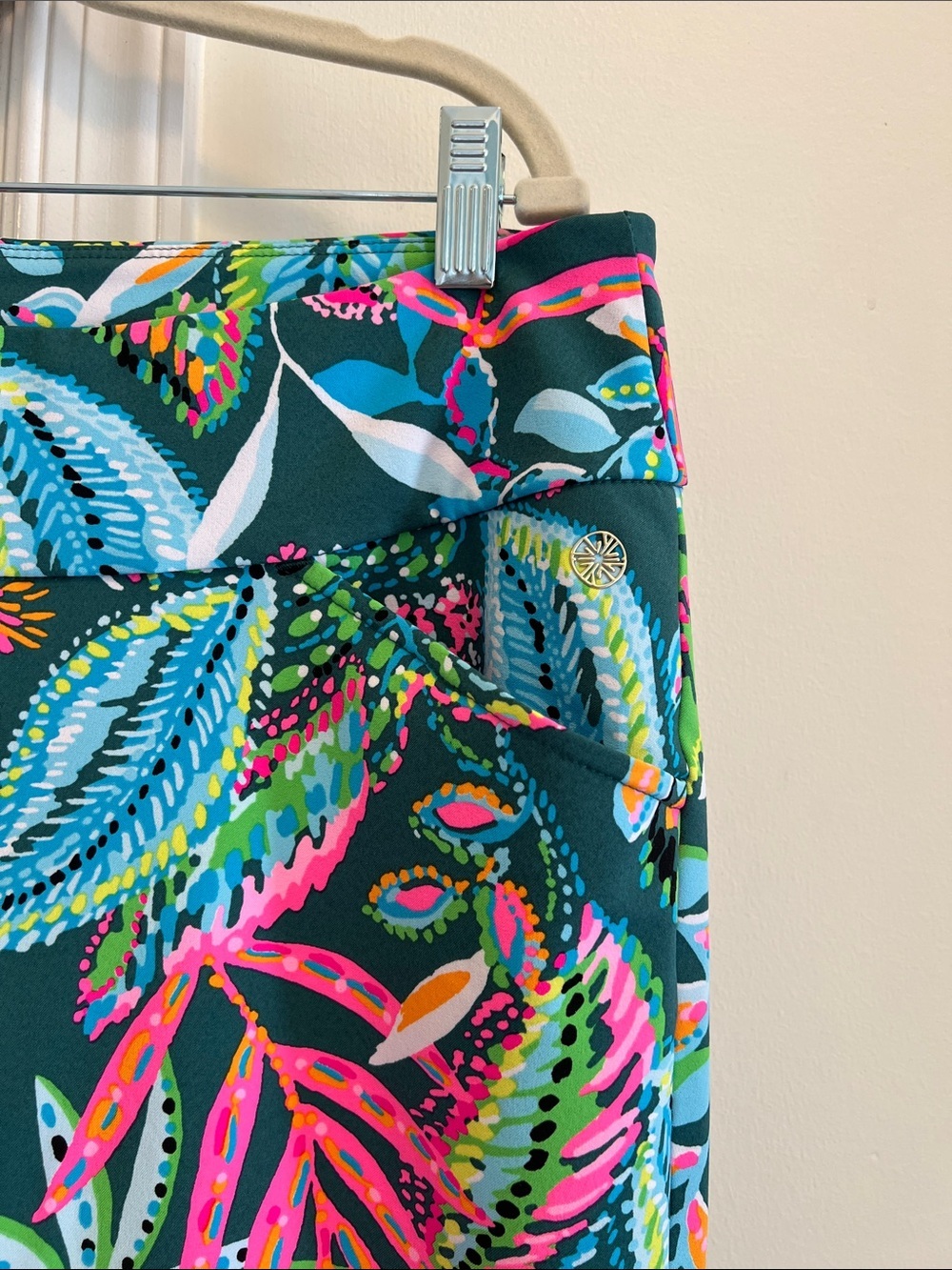 Lilly Pulitzer Tropical Floral Leggings - Teal, Pink & Blue size 10 - Picture 2 of 7
